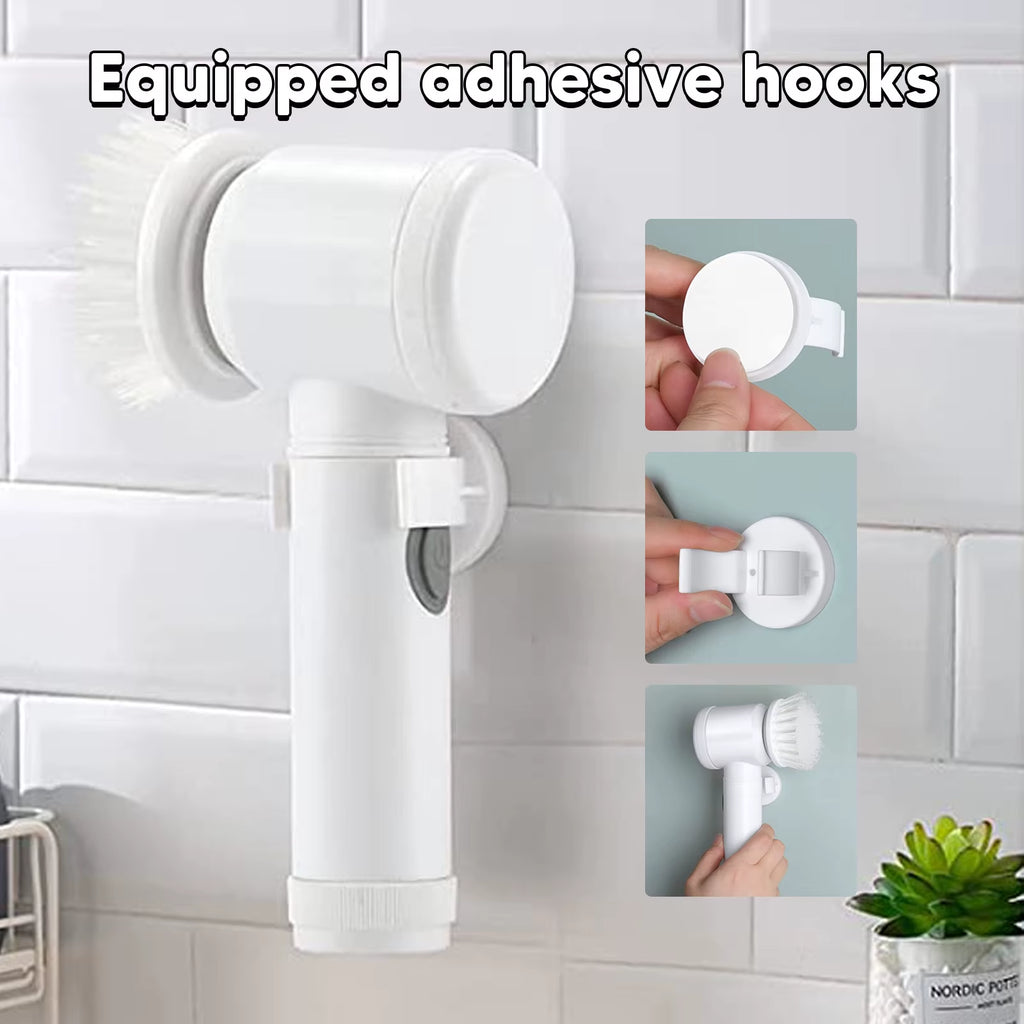 Electric Spin Scrubber Cleaning Brush Rotating Scrubber Wireless USB 3 Heads Multi-Purpose Scrubber for Kitchen Stove Dishes,