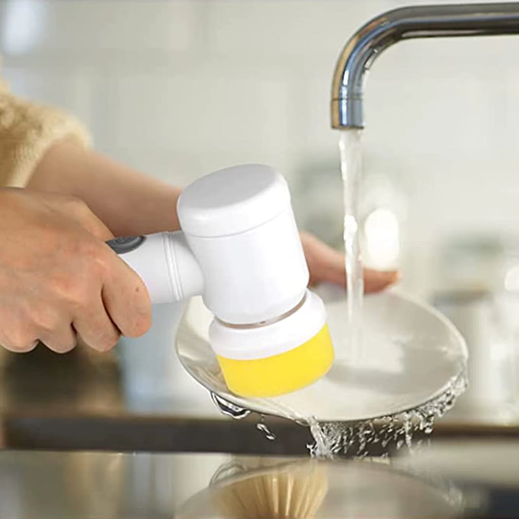 Electric Spin Scrubber Cleaning Brush Rotating Scrubber Wireless USB 3 Heads Multi-Purpose Scrubber for Kitchen Stove Dishes,