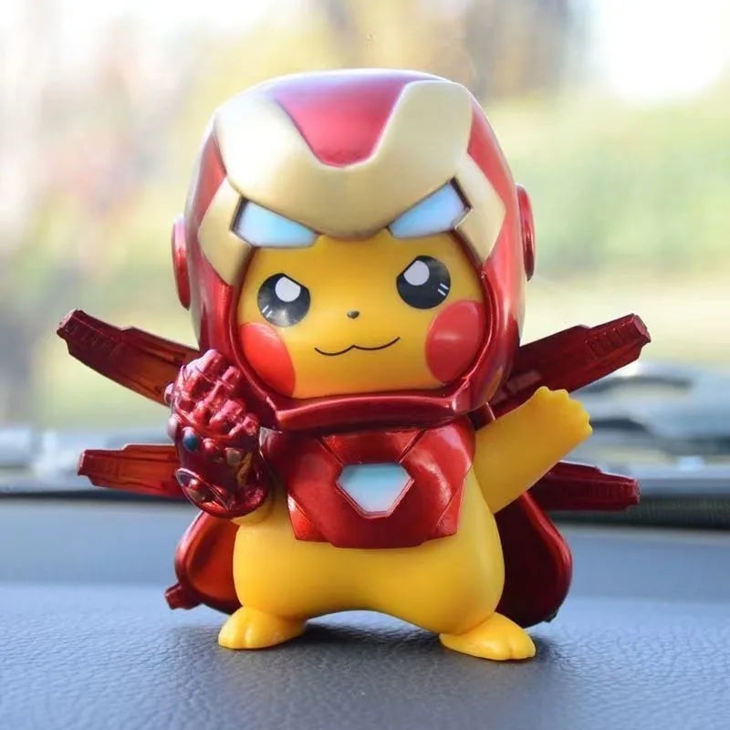 Pokemon Pikachu Deadpool Iron Man Doll Decoration Anime Action Figure Gengar Cute Toys Q Figurals Decoration Model Birthday Gift