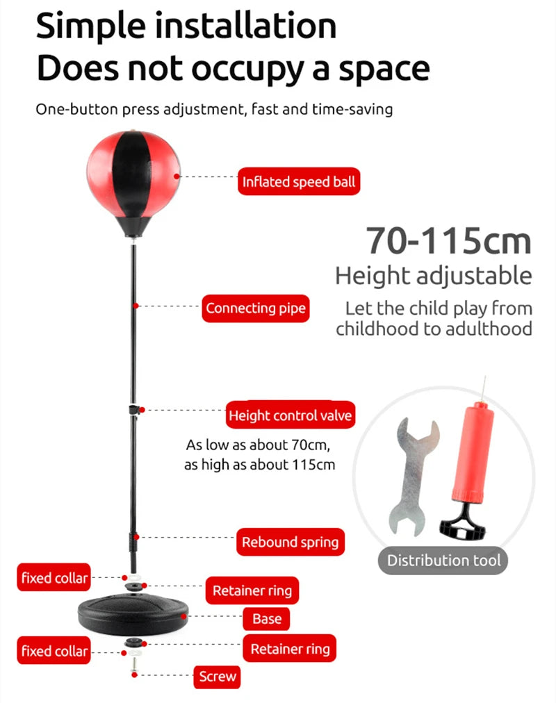 Punching Bag Height Adjustable Kids Boxing Bag Speed Bag for Training, Boxing Equipment, Stress Relief & Fitness Gifts for Boys