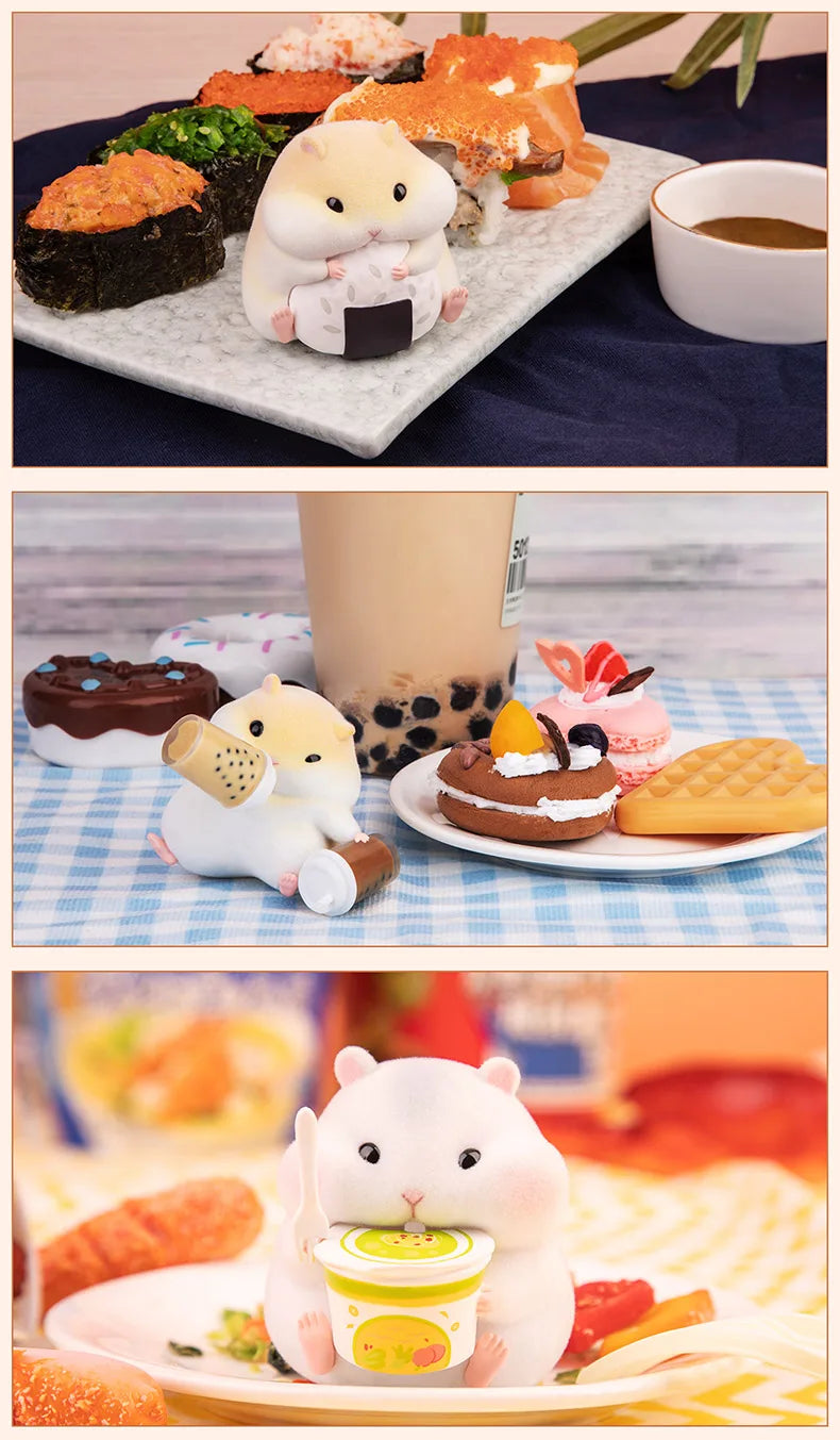 Clark the Hamster Foodie Blind Box Toy Mystery Box Figure Kawaii Model Children's Birthday Gift Free 1pcs Small Straw Hat