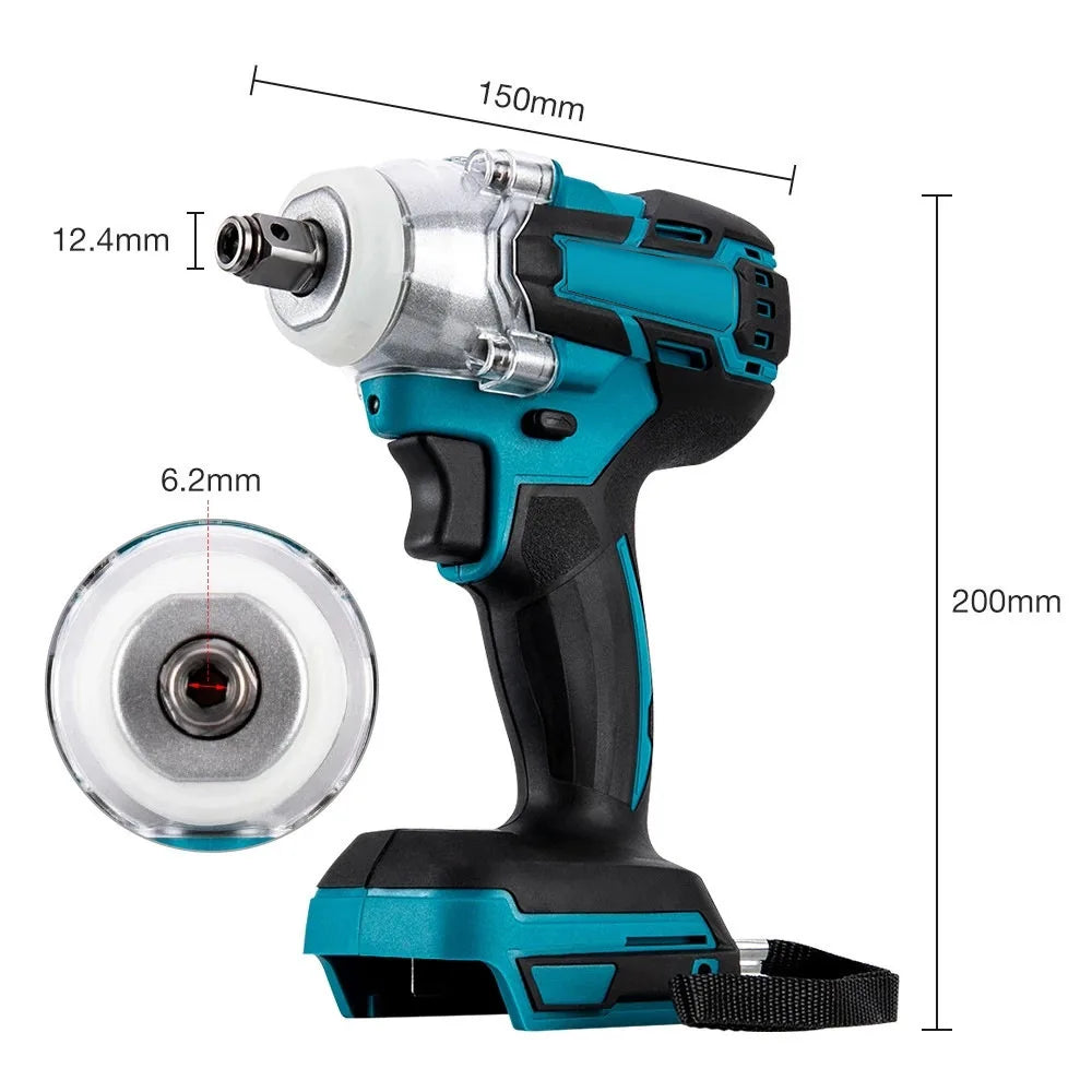 New 520N.M 18V Electric Impact Wrench Rechargeable 1/2 inch Wrench Cordless Without Battery High Power Impact in Car Repair Tool