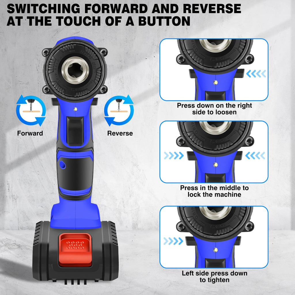 21V Cordless Power Drill,Handheld Screwdriver Drill Set with 25+1 Torque Setting,1.5AH Li-ion Battery&Fast Charger,2-Gear Drill