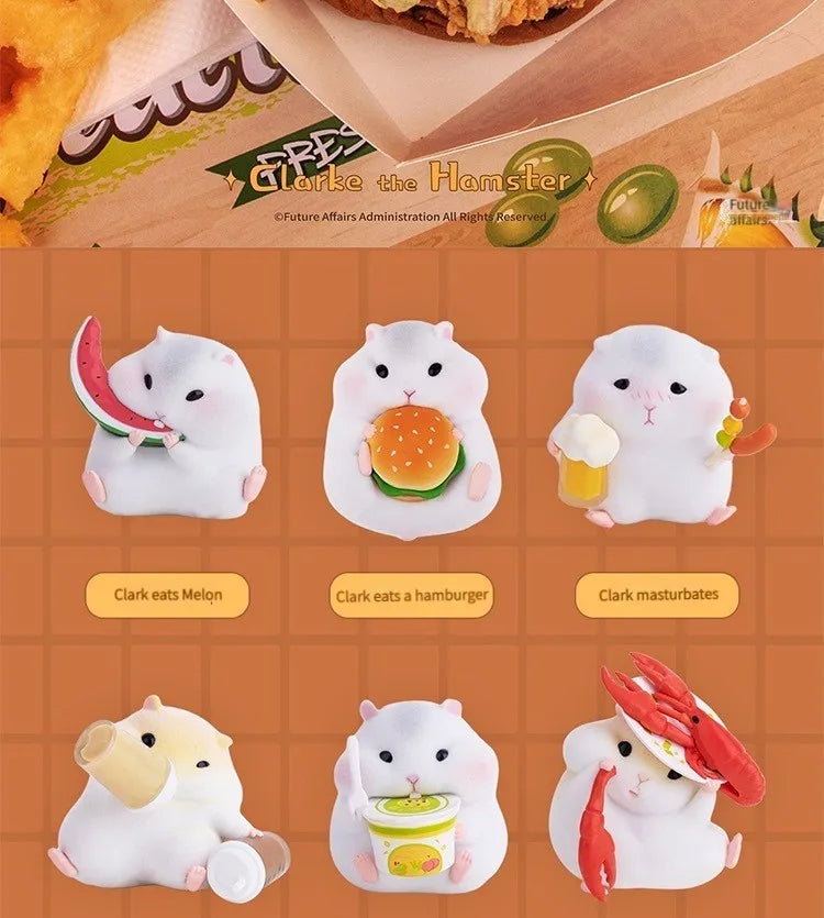 Clark the Hamster Foodie Blind Box Toy Mystery Box Figure Kawaii Model Children's Birthday Gift Free 1pcs Small Straw Hat