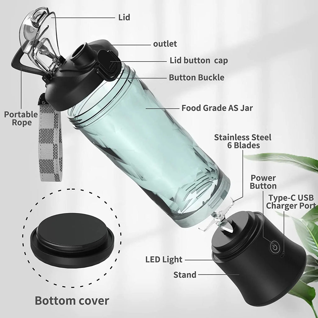 New Portable Blender 600ML Electric Juicer Fruit Mixer 4000mAh USB Rechargeable Smoothie Mini Blender Personal Juicer Colorful