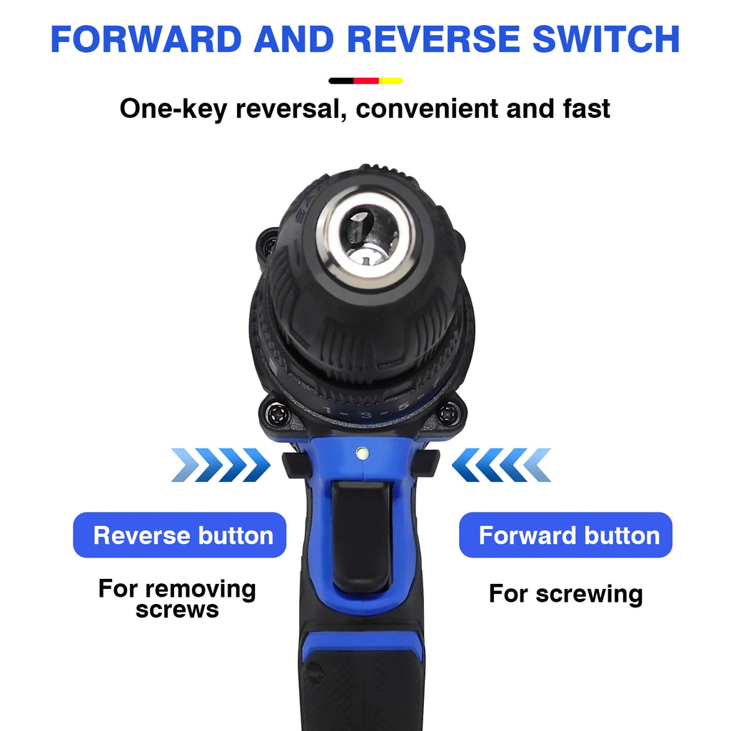 21V Cordless Power Drill,Handheld Screwdriver Drill Set with 25+1 Torque Setting,1.5AH Li-ion Battery&Fast Charger,2-Gear Drill