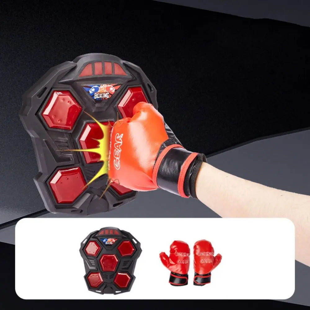 Creative Electronic Boxing Trainer Lighted Adjustable Strap Smart Music Boxing Machine Boxing Gloves Battery Powered