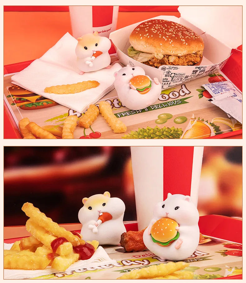 Clark the Hamster Foodie Blind Box Toy Mystery Box Figure Kawaii Model Children's Birthday Gift Free 1pcs Small Straw Hat