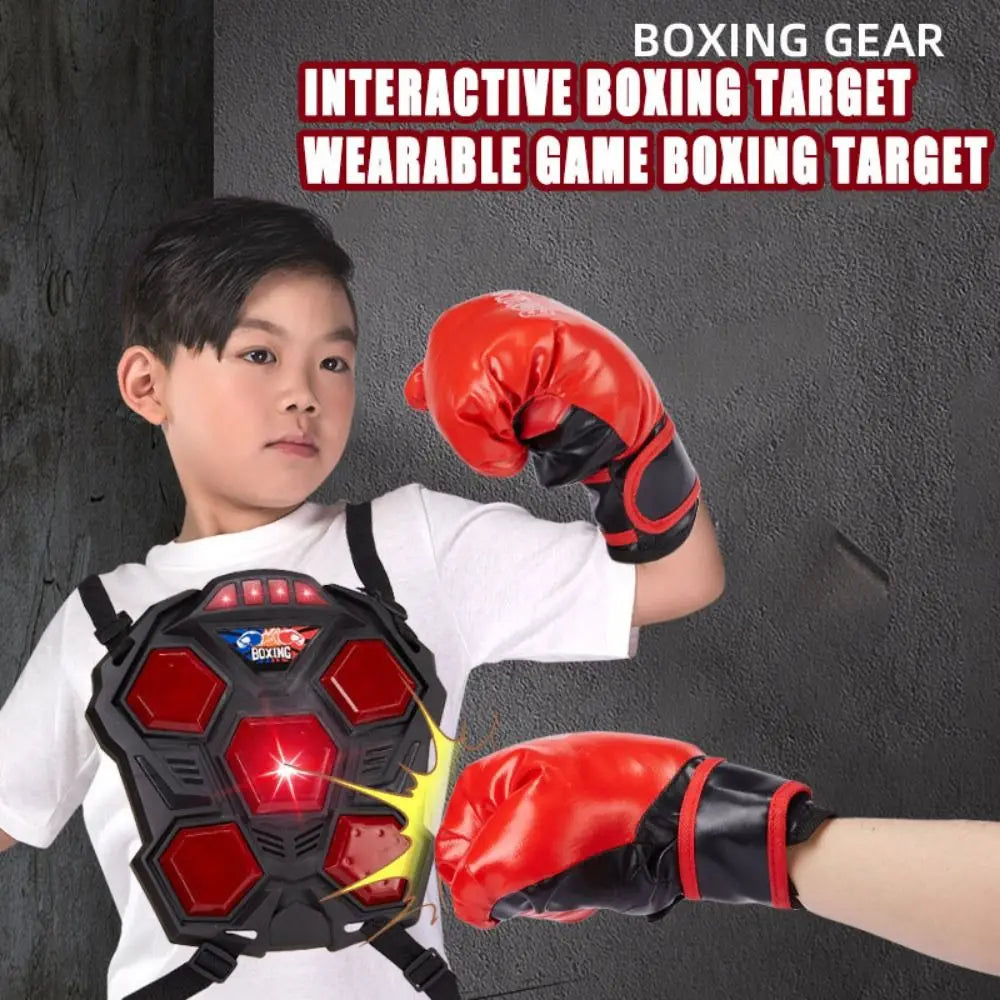 Creative Electronic Boxing Trainer Lighted Adjustable Strap Smart Music Boxing Machine Boxing Gloves Battery Powered