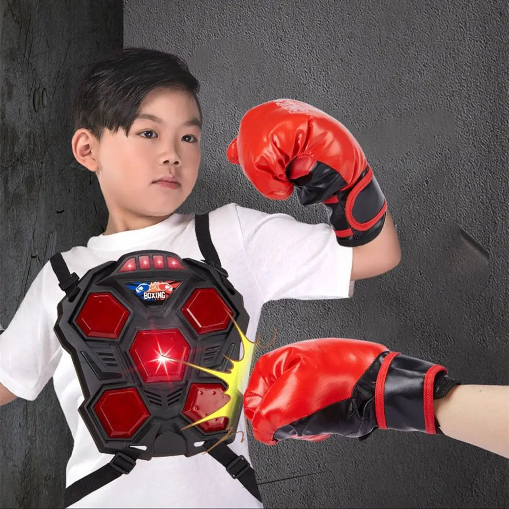 Creative Electronic Boxing Trainer Lighted Adjustable Strap Smart Music Boxing Machine Boxing Gloves Battery Powered