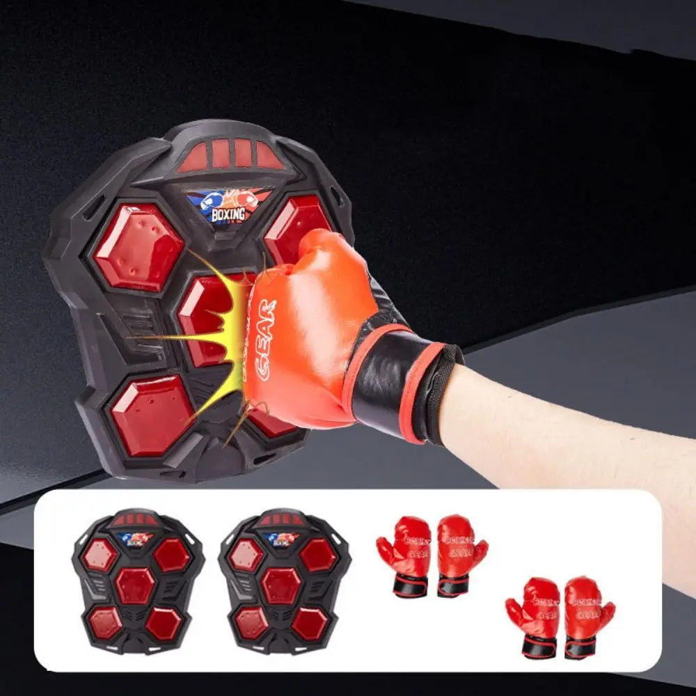 Creative Electronic Boxing Trainer Lighted Adjustable Strap Smart Music Boxing Machine Boxing Gloves Battery Powered