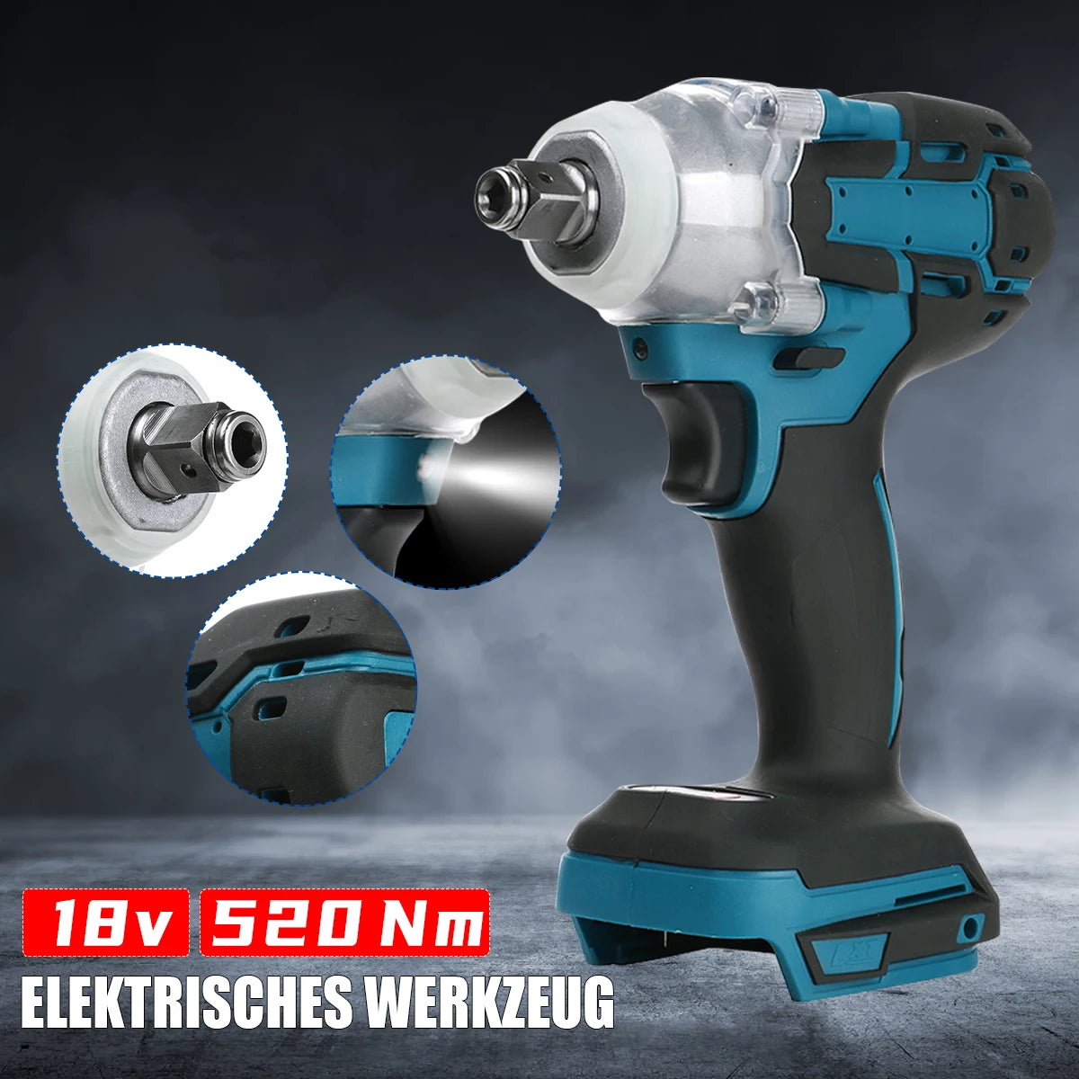 New 520N.M 18V Electric Impact Wrench Rechargeable 1/2 inch Wrench Cordless Without Battery High Power Impact in Car Repair Tool