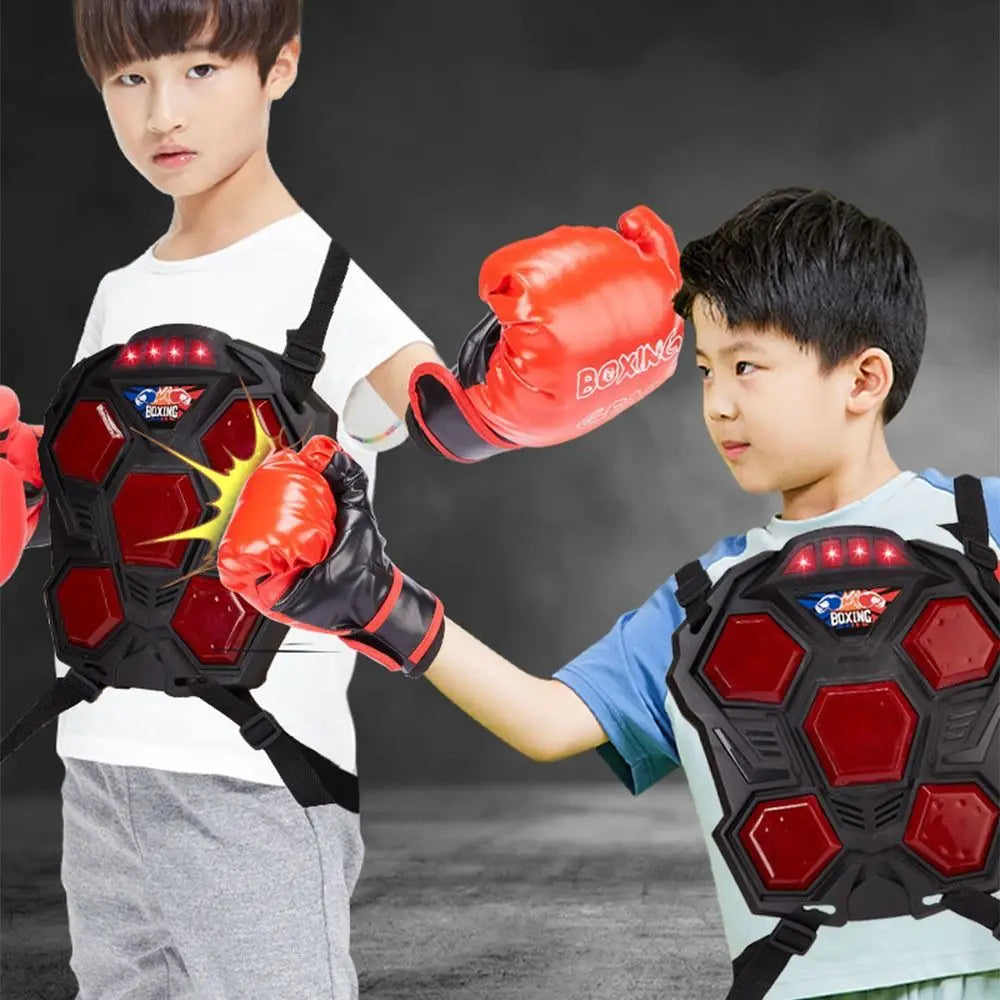 Creative Electronic Boxing Trainer Lighted Adjustable Strap Smart Music Boxing Machine Boxing Gloves Battery Powered
