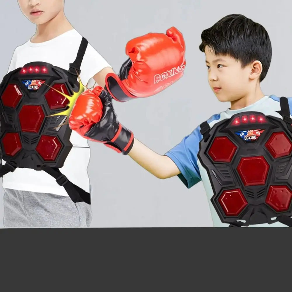 Creative Electronic Boxing Trainer Lighted Adjustable Strap Smart Music Boxing Machine Boxing Gloves Battery Powered