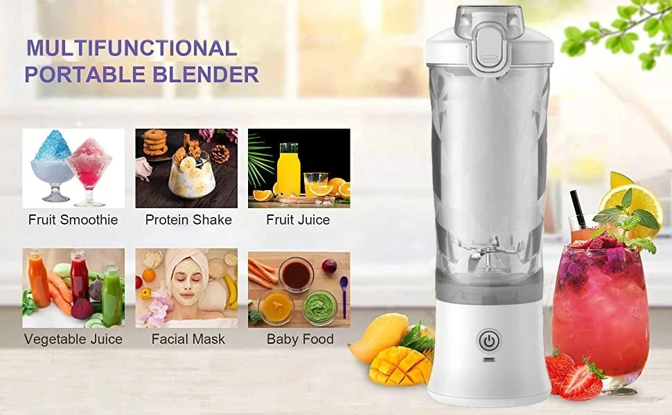 New Portable Blender 600ML Electric Juicer Fruit Mixer 4000mAh USB Rechargeable Smoothie Mini Blender Personal Juicer Colorful