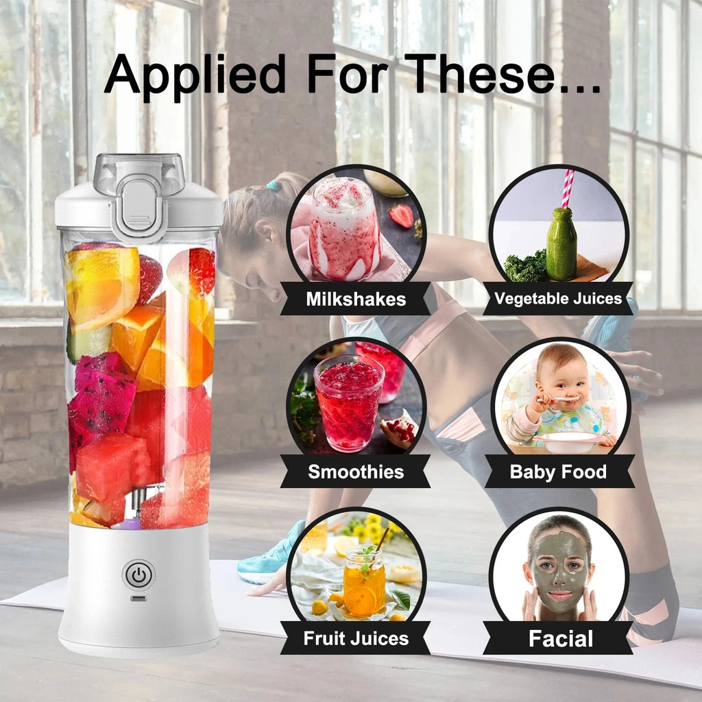New Portable Blender 600ML Electric Juicer Fruit Mixer 4000mAh USB Rechargeable Smoothie Mini Blender Personal Juicer Colorful