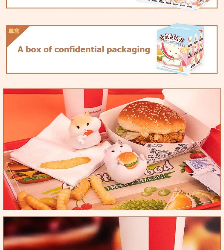 Clark the Hamster Foodie Blind Box Toy Mystery Box Figure Kawaii Model Children's Birthday Gift Free 1pcs Small Straw Hat
