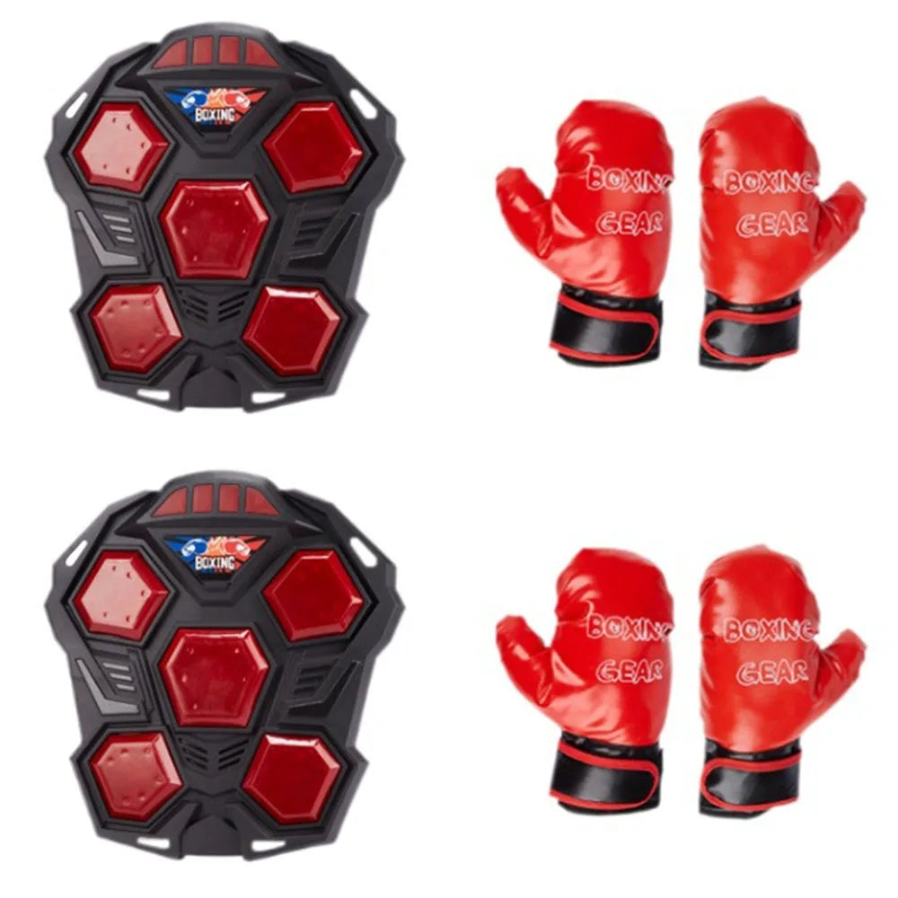 Creative Electronic Boxing Trainer Lighted Adjustable Strap Smart Music Boxing Machine Boxing Gloves Battery Powered