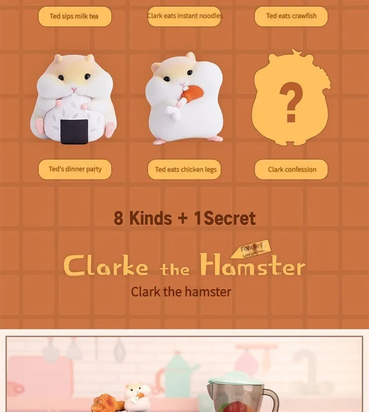 Clark the Hamster Foodie Blind Box Toy Mystery Box Figure Kawaii Model Children's Birthday Gift Free 1pcs Small Straw Hat