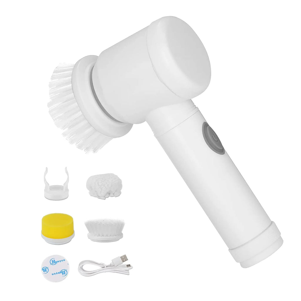 Electric Spin Scrubber Cleaning Brush Rotating Scrubber Wireless USB 3 Heads Multi-Purpose Scrubber for Kitchen Stove Dishes,
